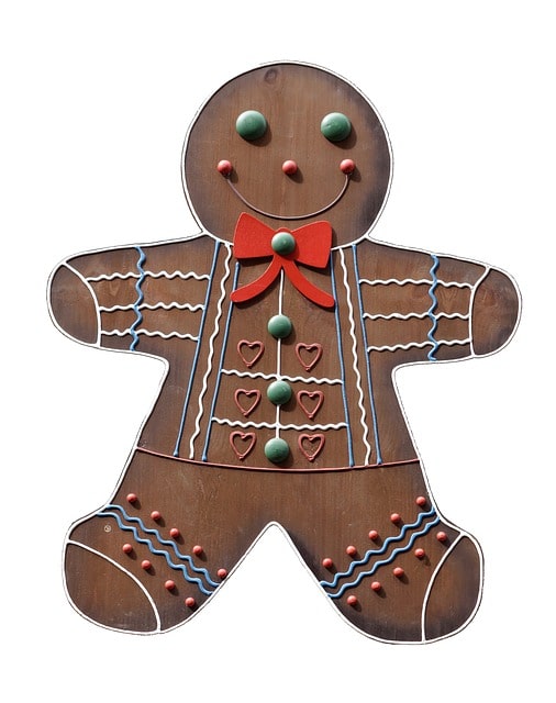 Christmas decorations: Gingerbread man in wood, photo by Taken
