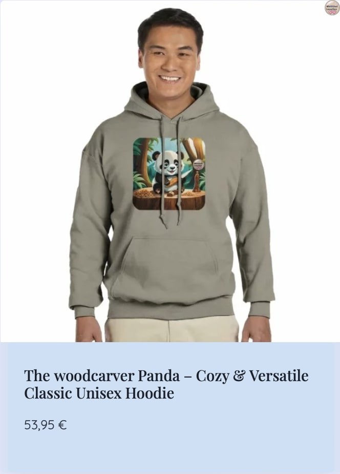 hoodie, felpa il panda intagliatore da whittled lovelies shop