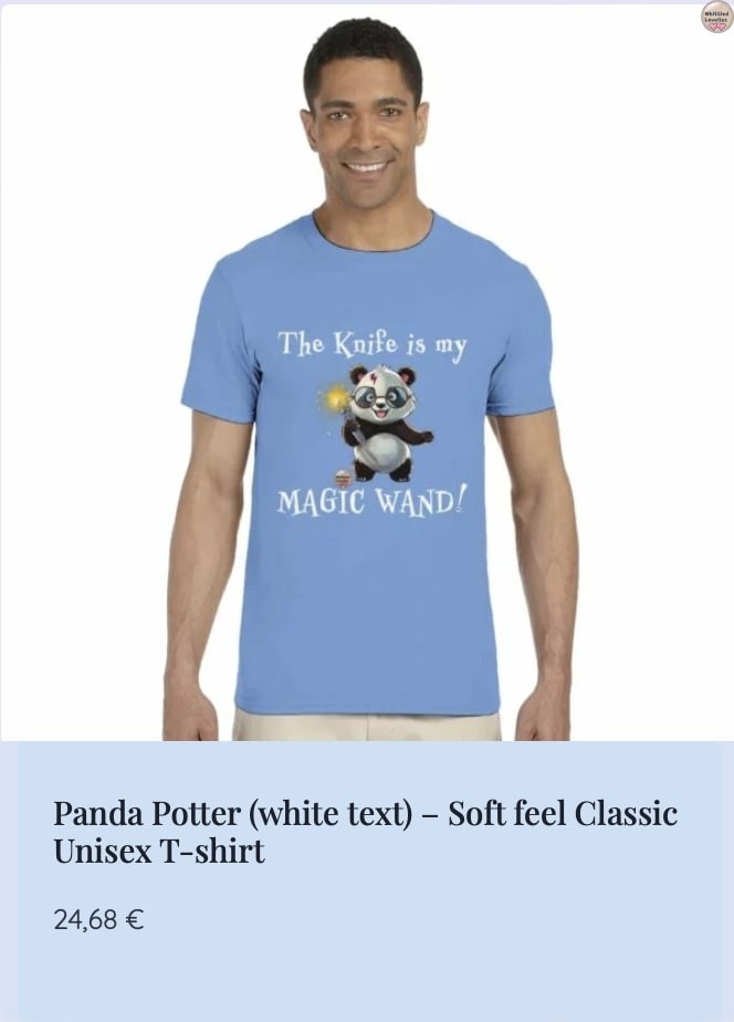 t-shirt panda potter testo bianco da whittled lovelies shop