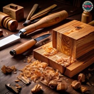 Set di strumenti per la lavorazione del legno con pezzi di legno assortiti, immagine in evidenza dell’articolo di Whittled Lovelies: I migliori legni per intaglio